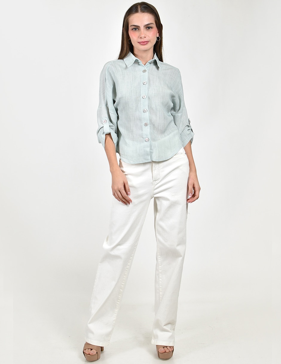 Camisa de tencel manga 3/4 para mujer 3