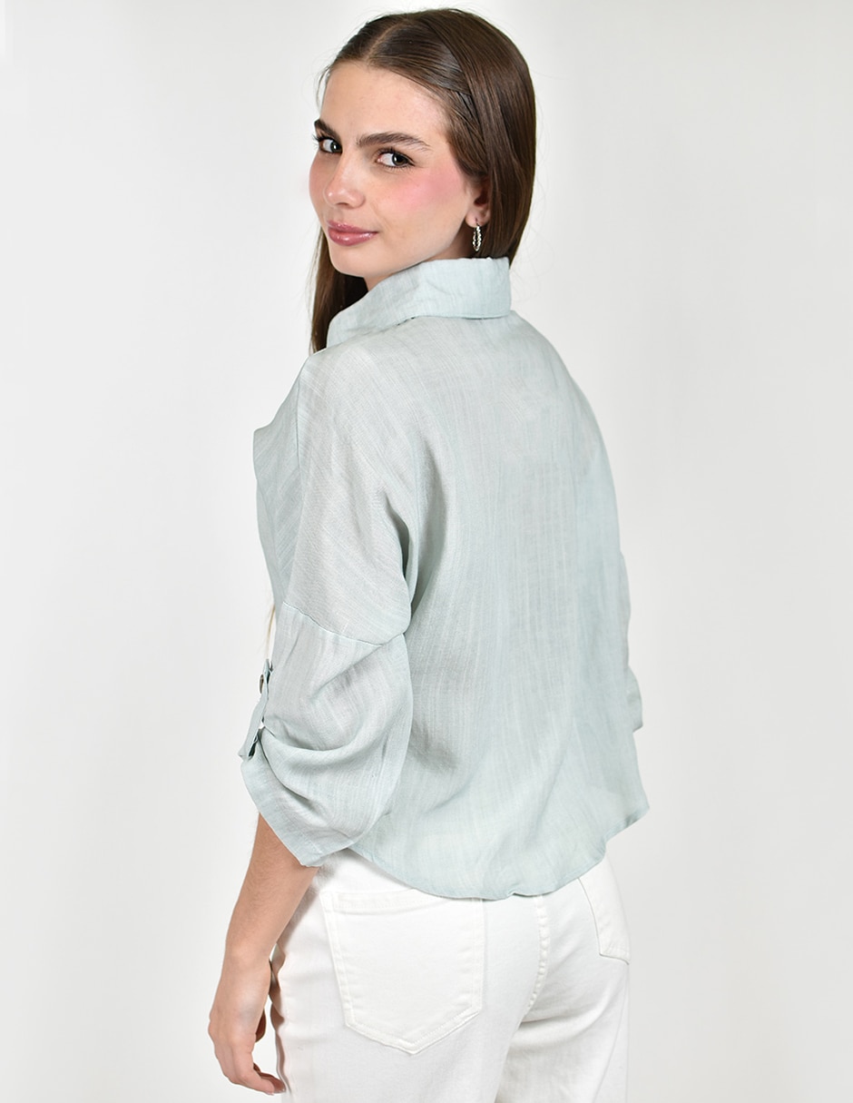 Camisa de tencel manga 3/4 para mujer 4
