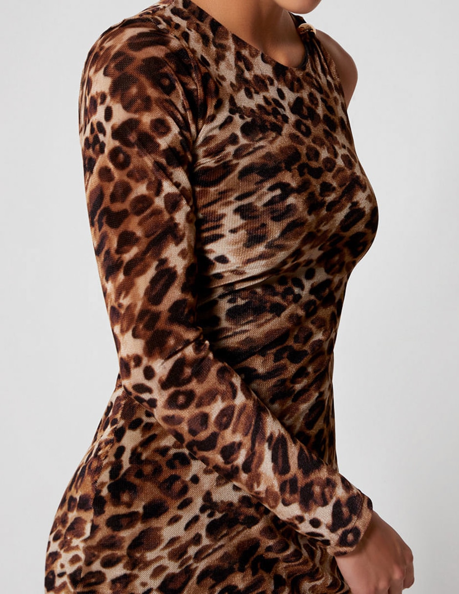 Vestido midi fiesta studio f leopard glamuroso para mujer