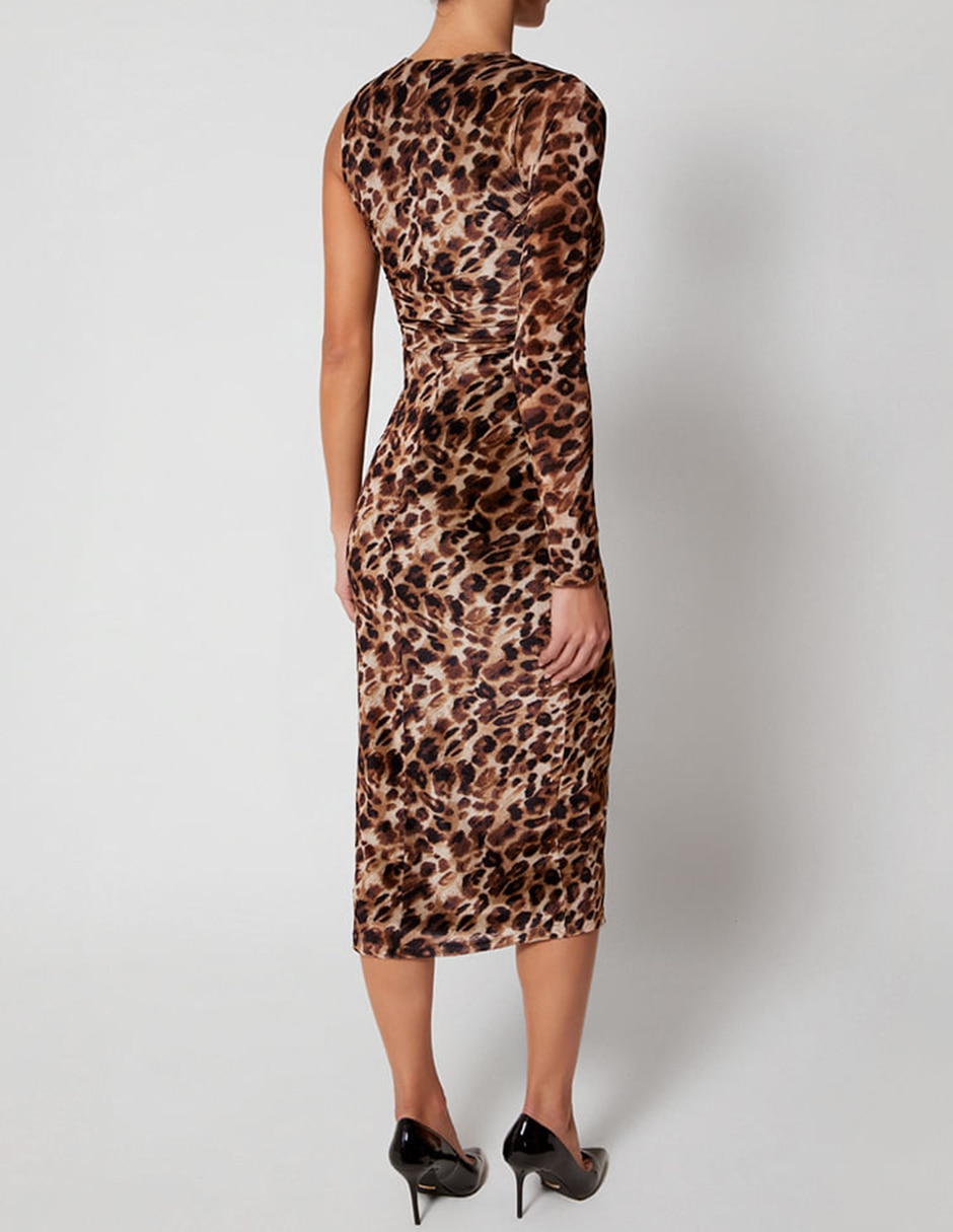 Vestido midi fiesta studio f leopard glamuroso para mujer