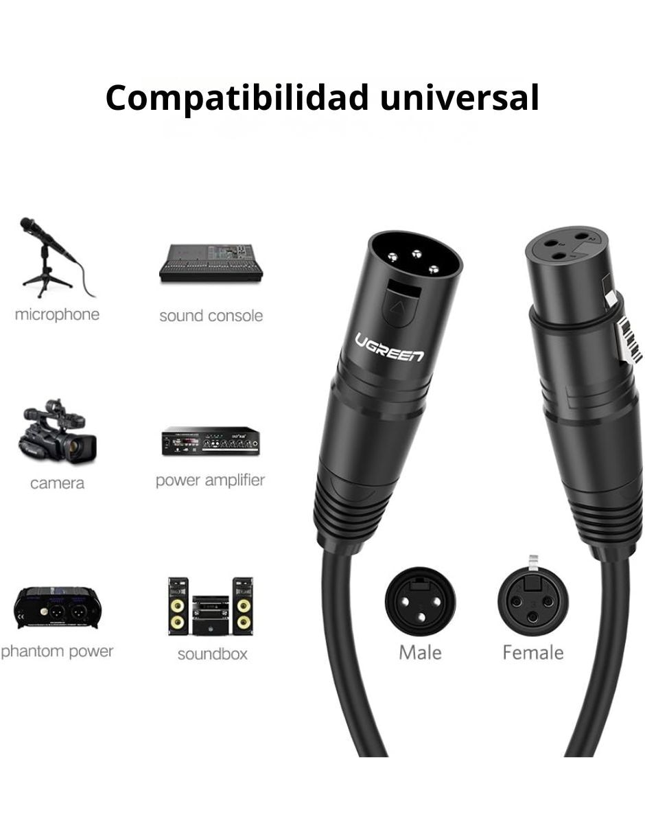 Cable xlr ugreen a tipo xlr de 5 m