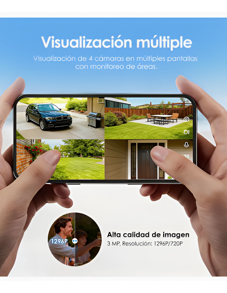 Cámara wi-fi de seguridad xtellar inalámbrica hd 87¡ para interior y exterior