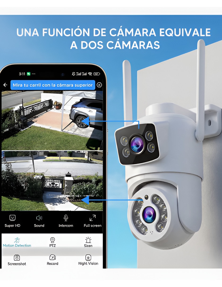 Cámara wi-fi de seguridad xtellar inalámbrica 4k/uhd 90¡ para interior y exterior