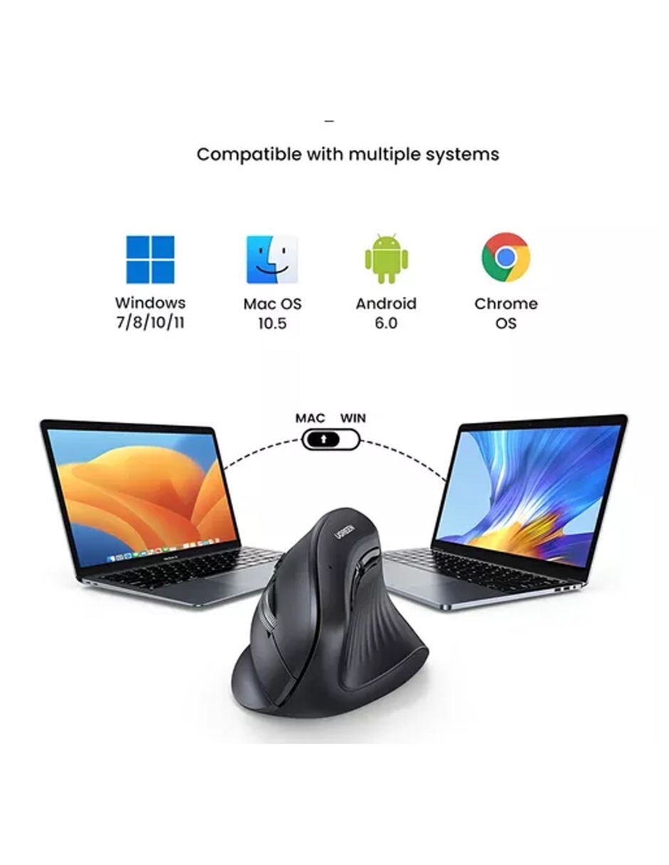Mouse gamer inalámbrica mouse vertical ugreen inalámbrico ergonómico bluetooth 4000 dpi 25444 4
