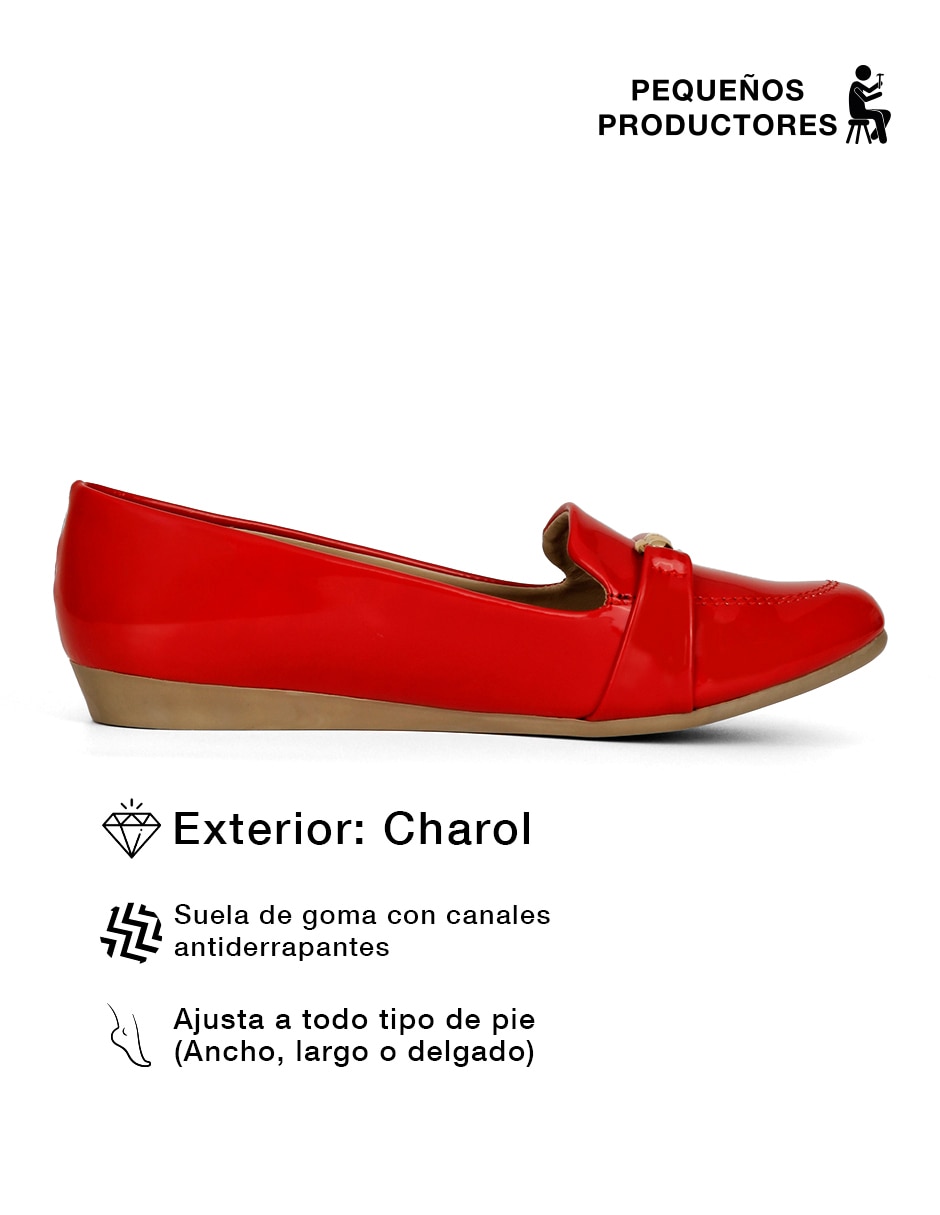 Mocasín Rbcollection pequeños productores de charol para mujer