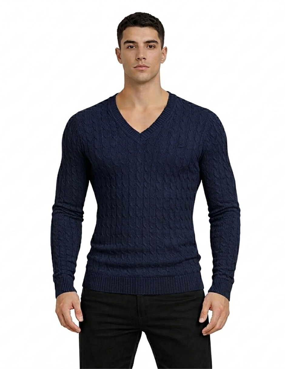 Suéter cuello v para hombre