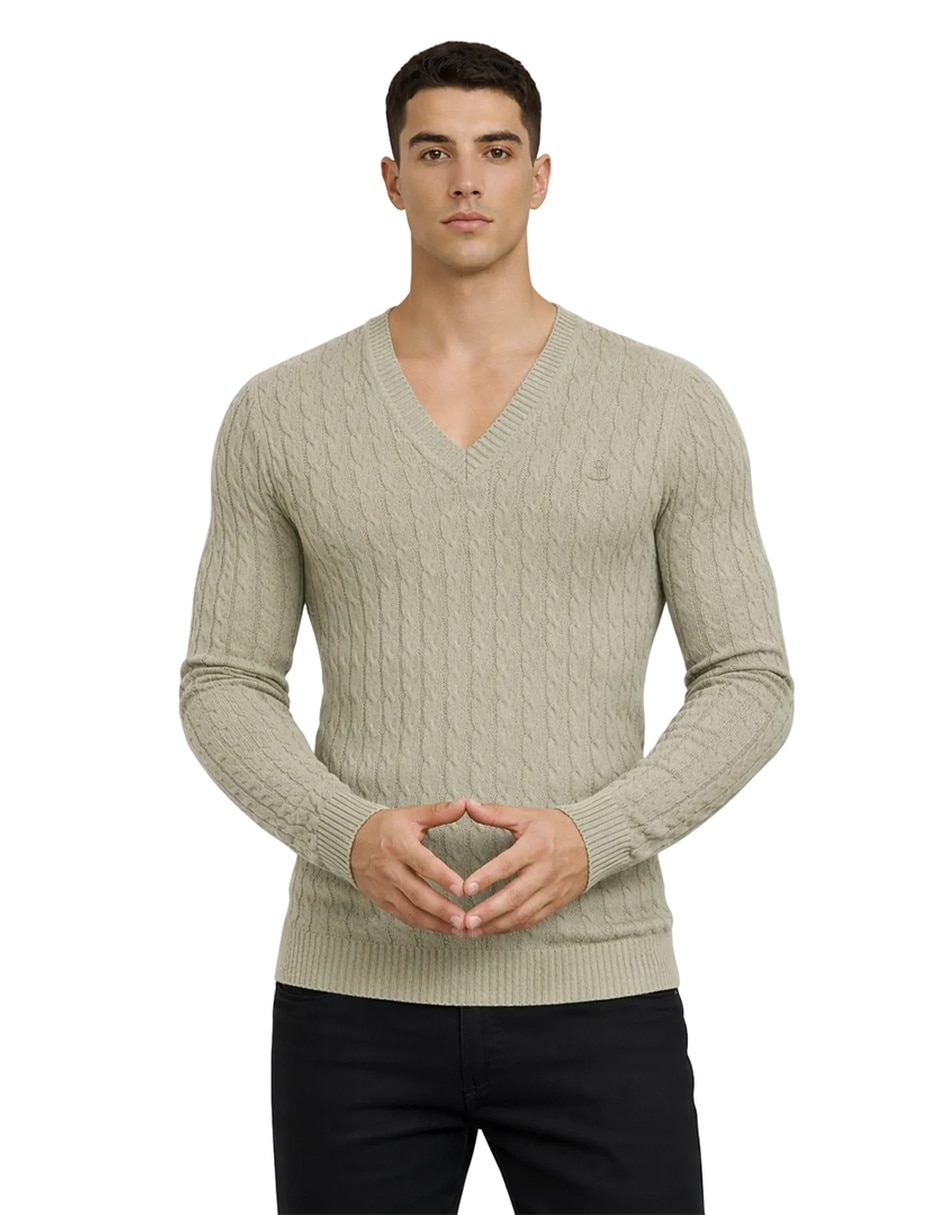 Suéter john leopard cuello v para hombre