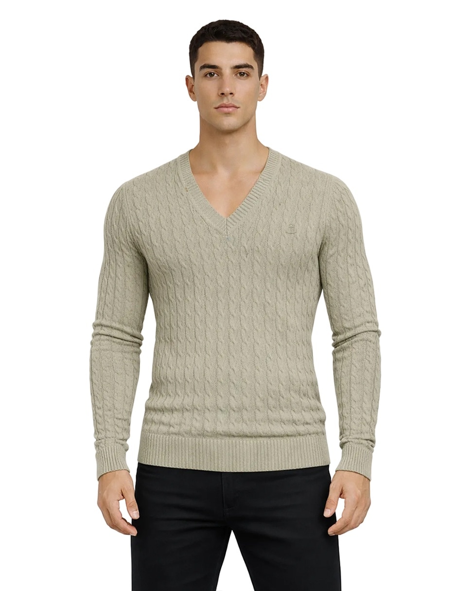 Suéter john leopard cuello v para hombre
