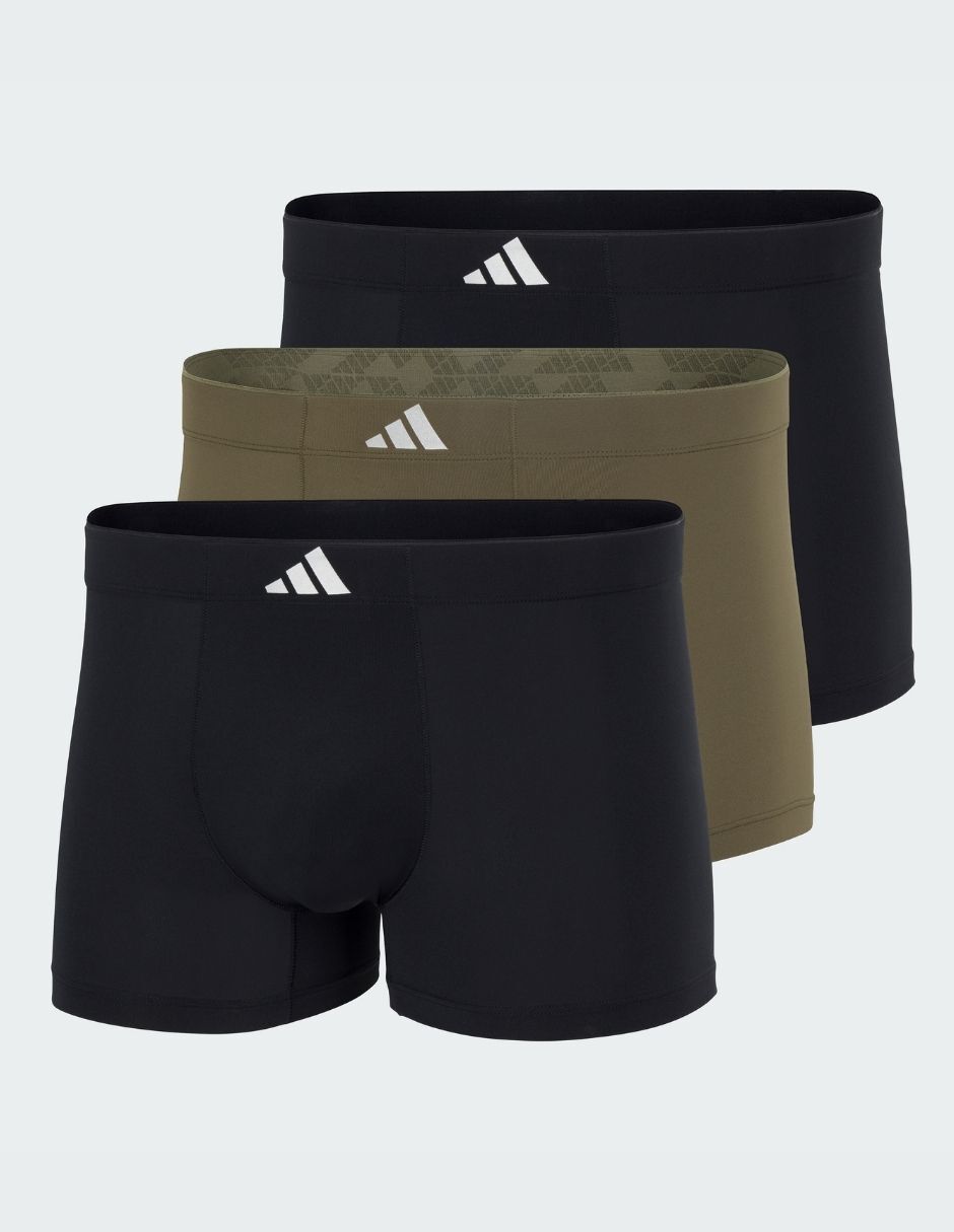 Bóxer trunk adidas de algodón y spandex para hombre 3 piezas