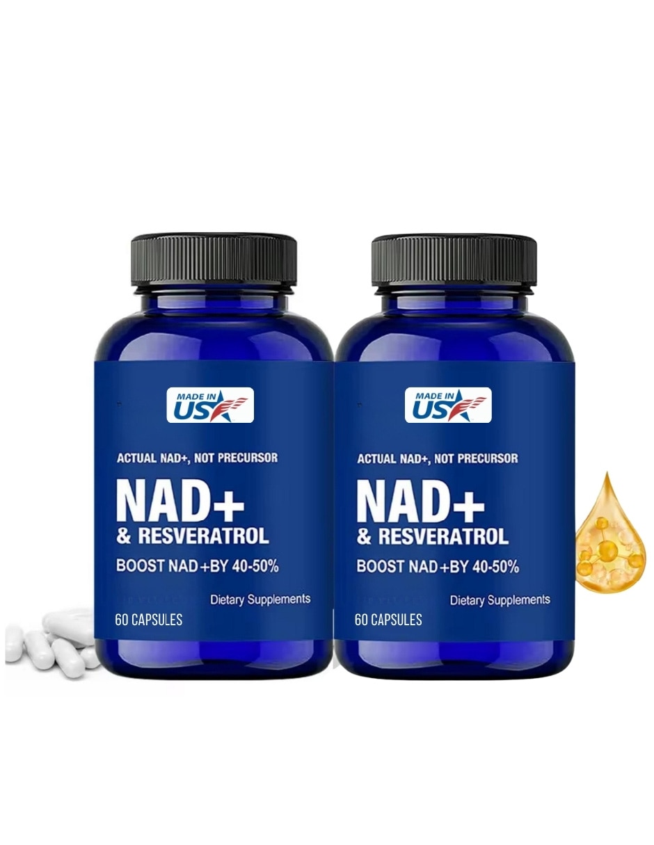 Multivitamínicos nad + resveratrol 1000mg. 2 pack. Regenerador celular piel mas joven. Suplemento alimenticio balincer cápsulas unisex