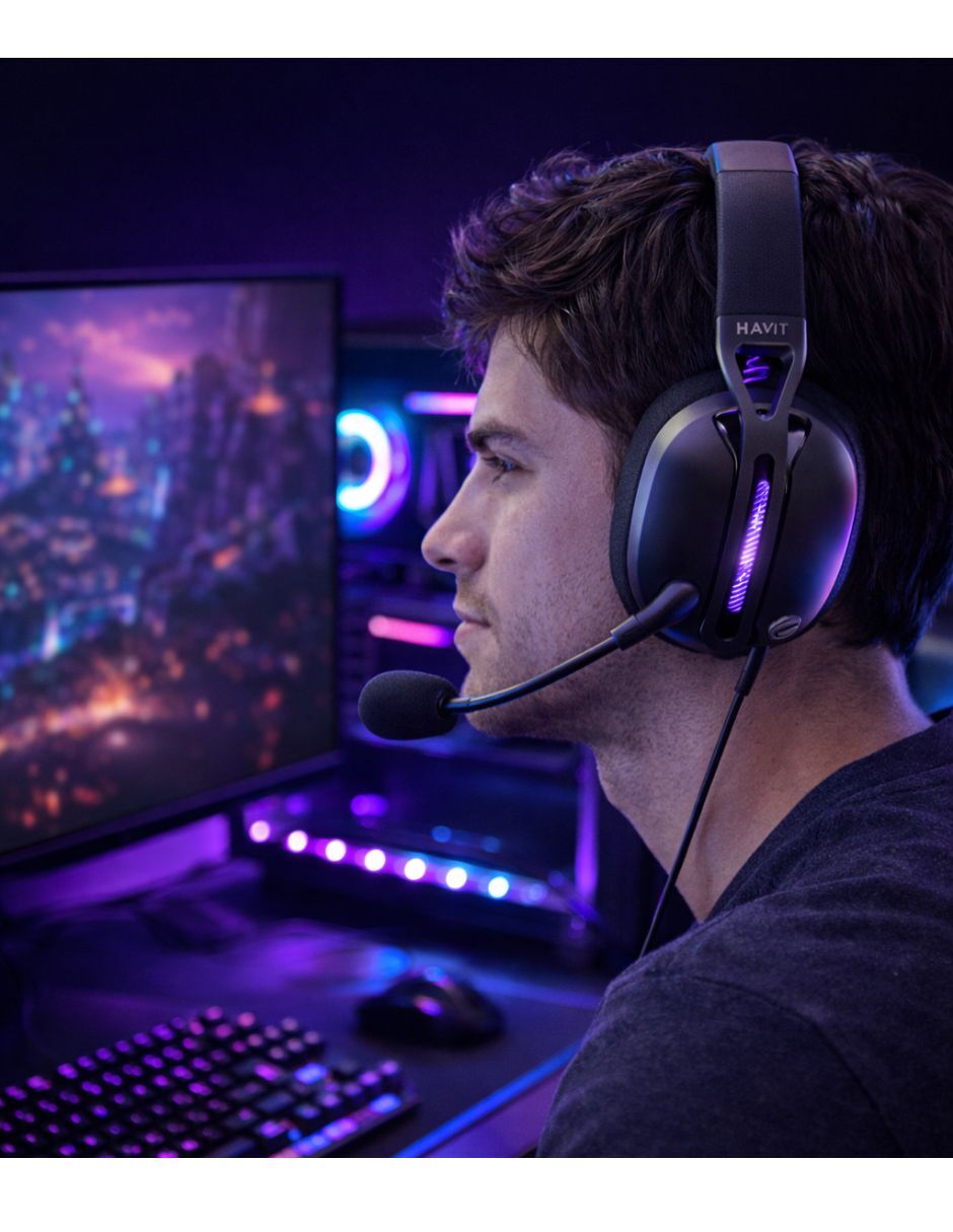 Audífonos gamer audífonos gamer havit alámbrica e inalámbrica fuxi-h3 plus