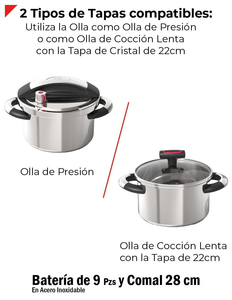 Batería de cocina bogner de acero inoxidable antiadherente titanio 10 piezas