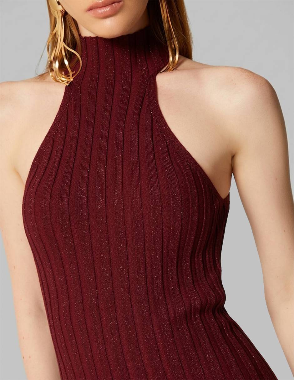 Vestido corto cocktail burgandy style para mujer 5