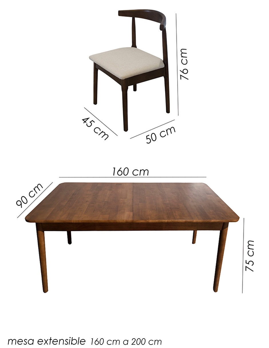 Comedor Olmo ILIOS INNOVA para 6 personas de Madera de caucho