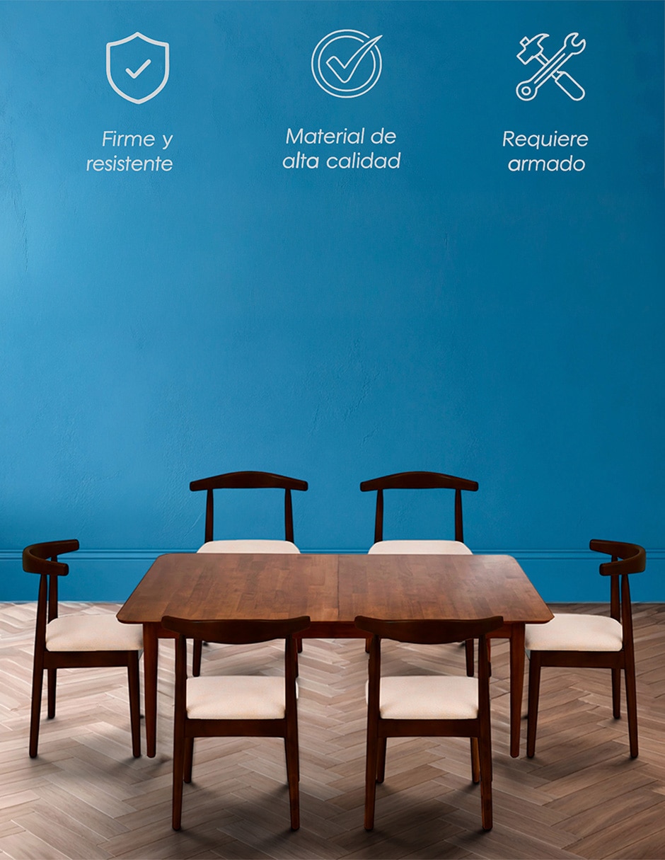 Comedor Olmo ILIOS INNOVA para 6 personas de Madera de caucho