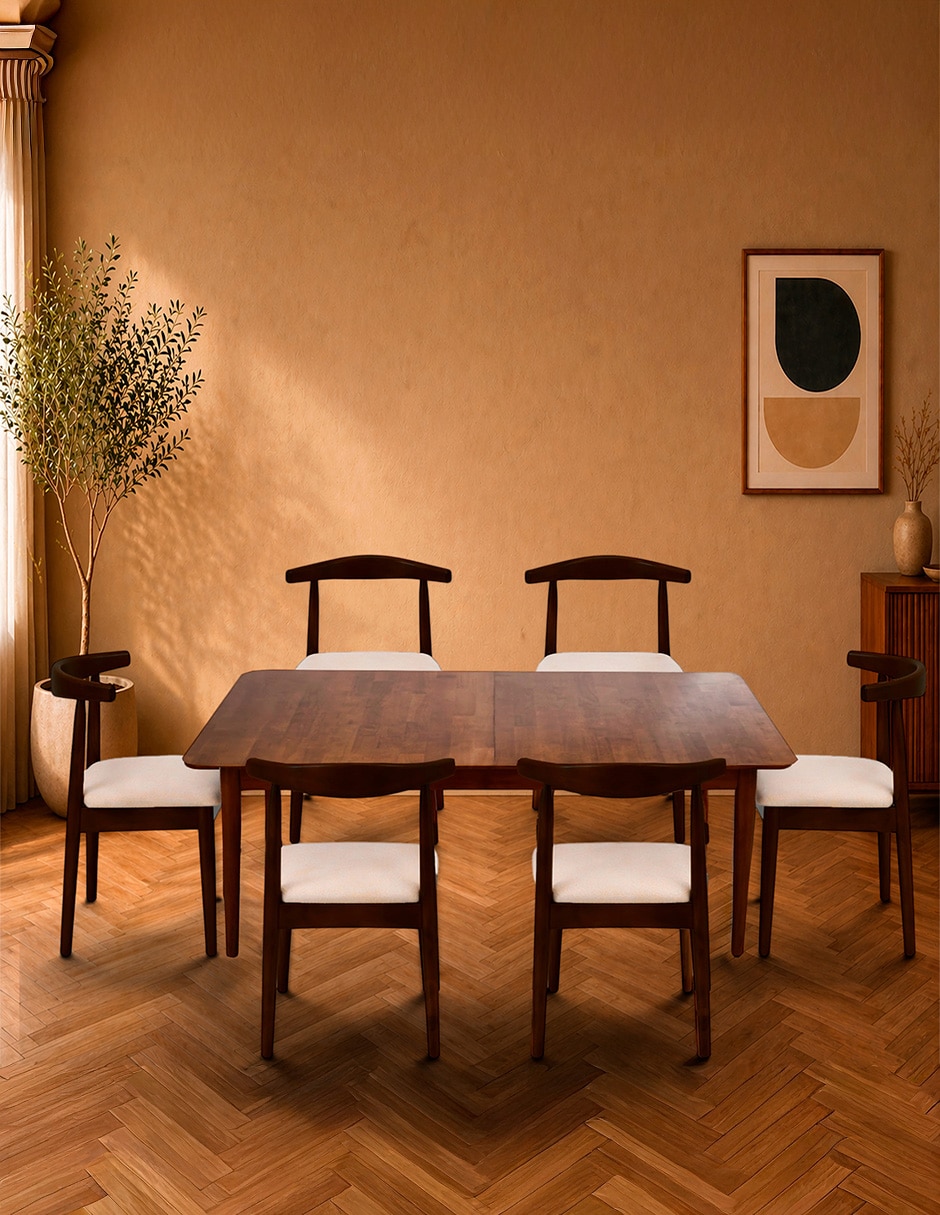 Comedor Olmo ILIOS INNOVA para 6 personas de Madera de caucho