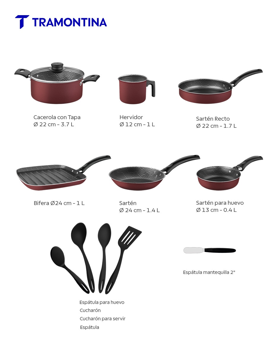 Batería de cocina Tramontina 27899700 de aluminio antiadherente Starflon Max 12 piezas