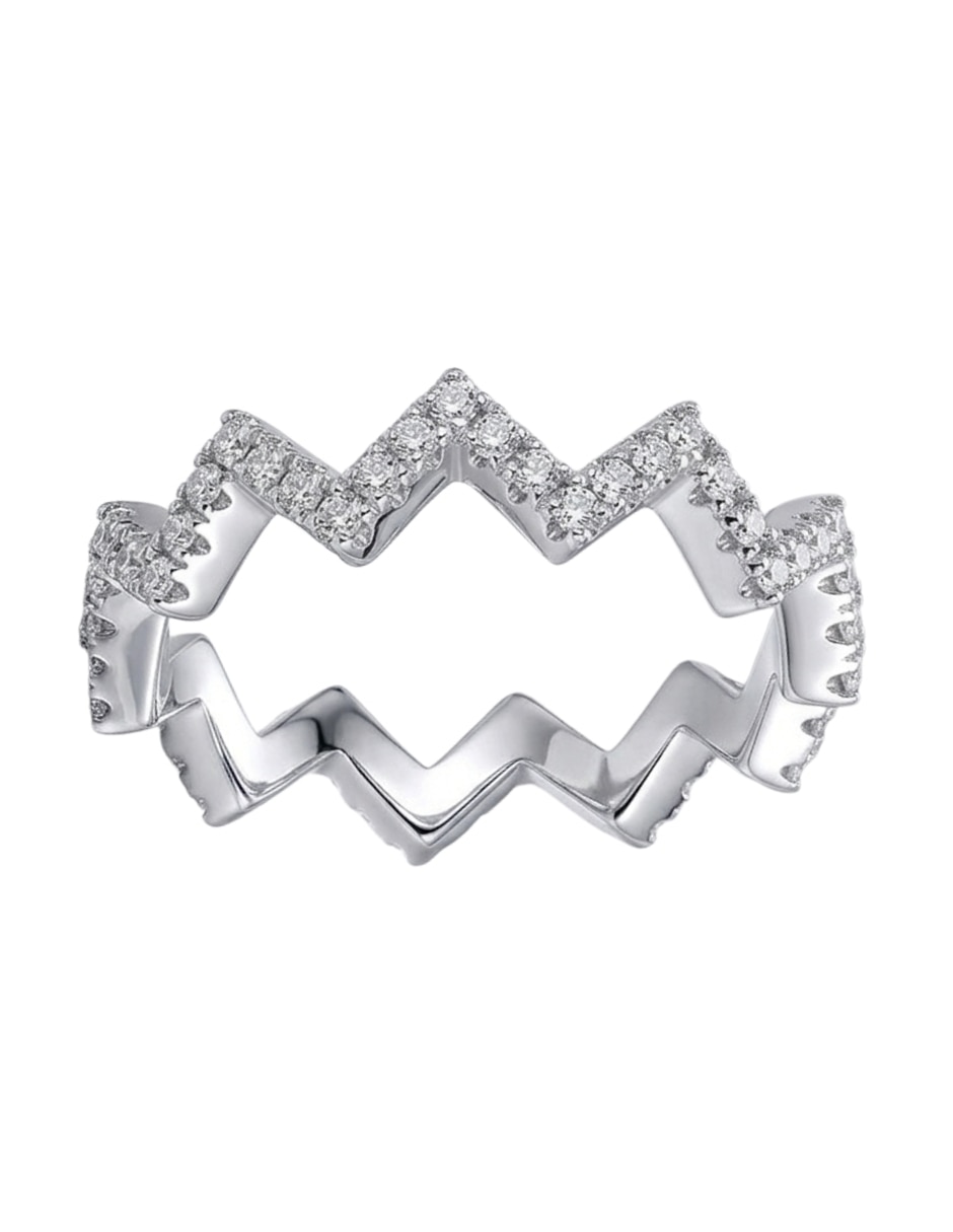 Anillo multi gemas de ondulada aretize brillo p 925 de plata zirconia cúbica pavé