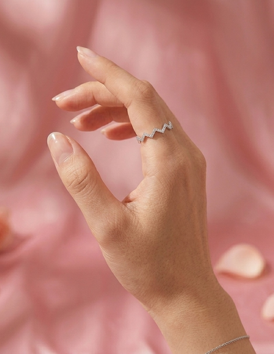 Anillo multi gemas de ondulada aretize brillo p 925 de plata zirconia cúbica pavé