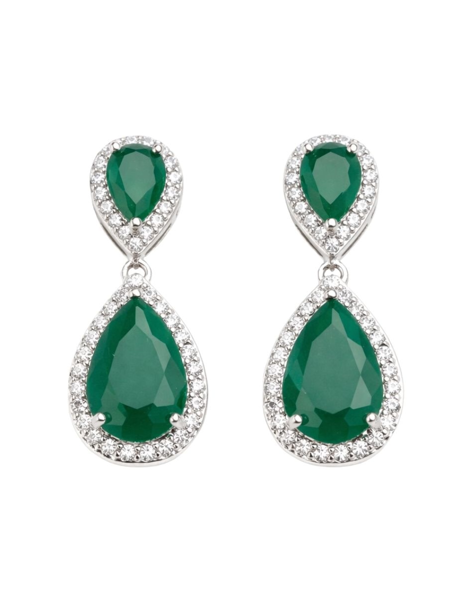 Aretes largos de gota zirconia