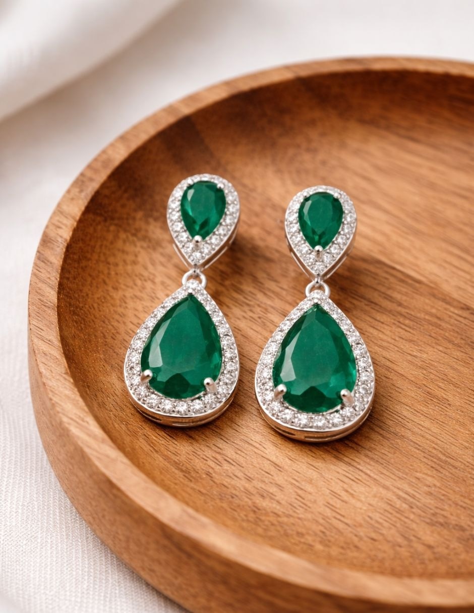 Aretes largos de gota zirconia 3