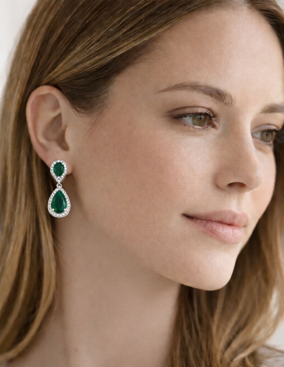 Aretes largos de gota zirconia 4