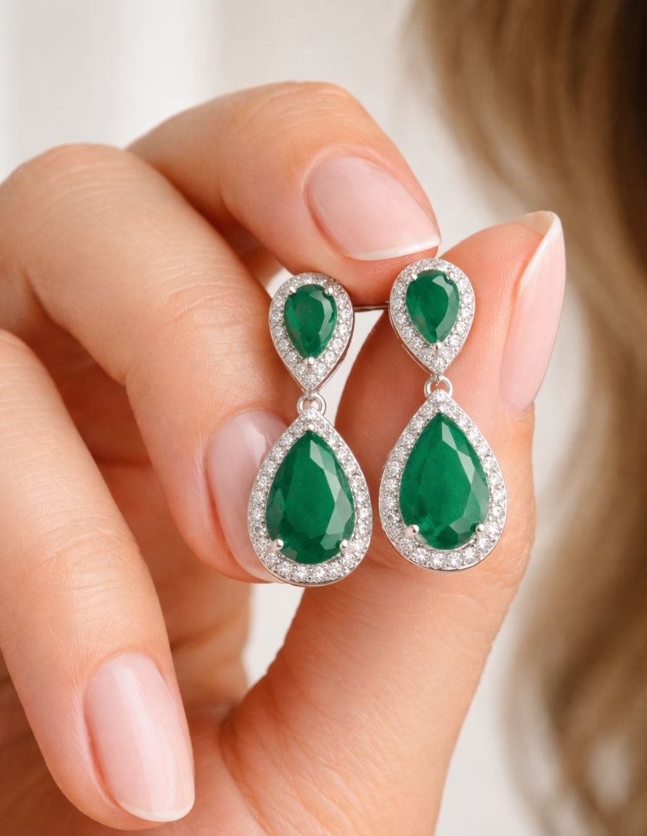 Aretes largos de gota zirconia 5