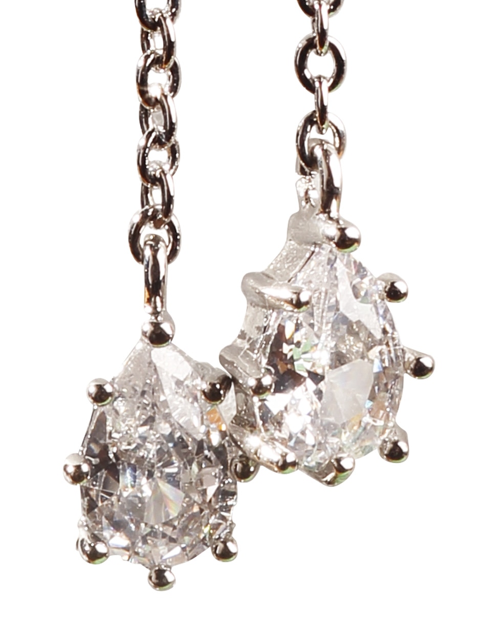 Aretes largos Yoiko Lumine con acabado baño de rodio zirconia