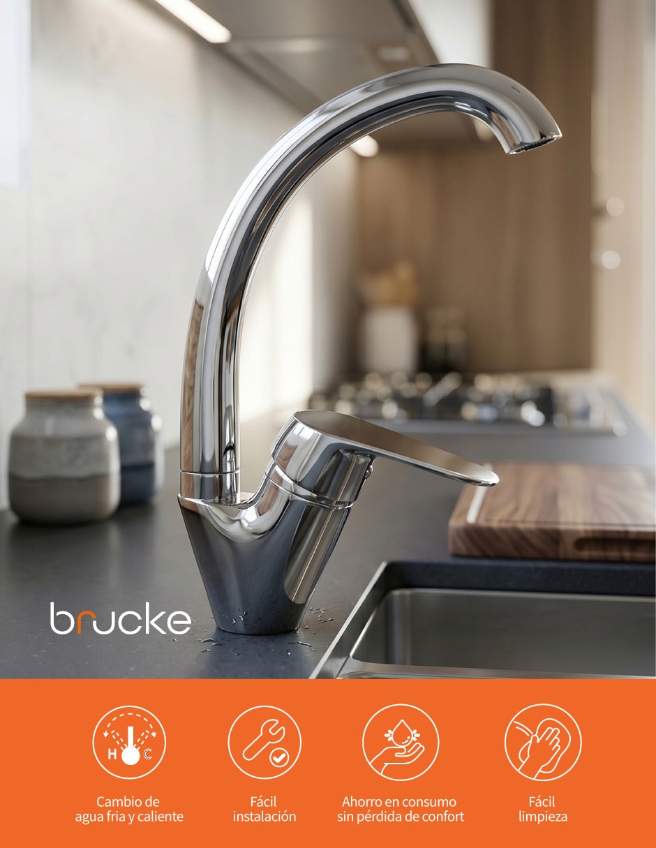 Llave mezcladora para cocina Brucke