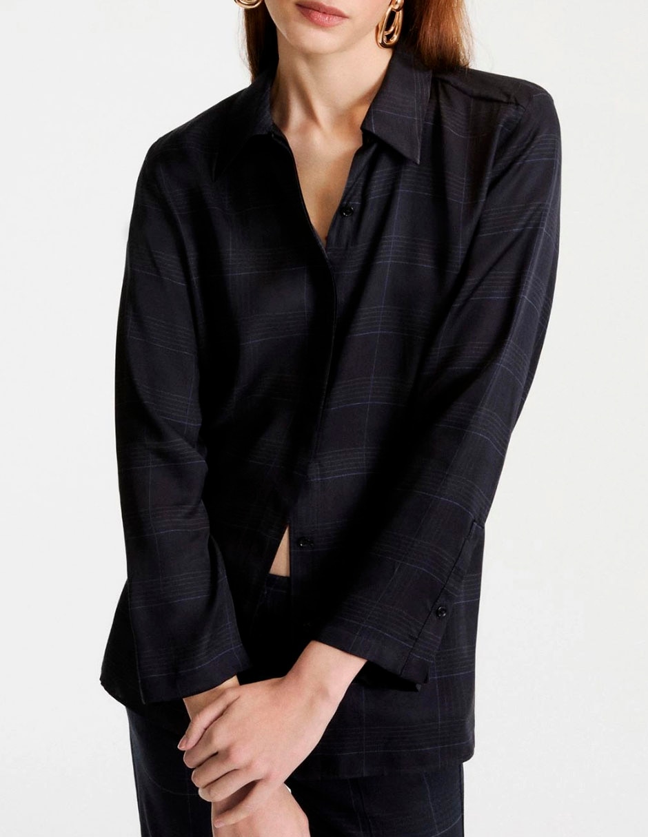 Blusa camisera manga larga para mujer