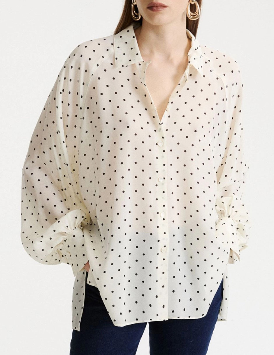Blusa camisera manga larga para mujer