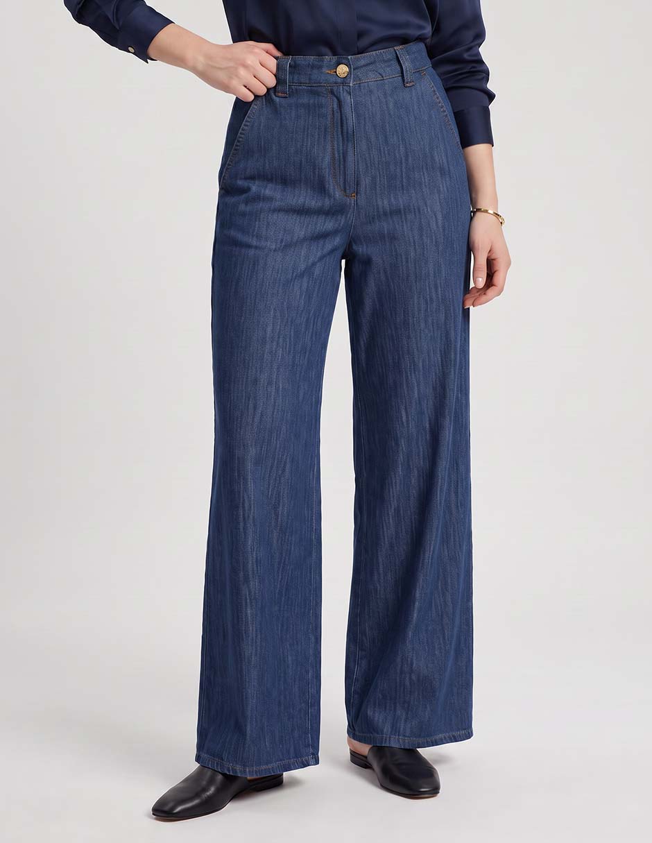 Jeans wide leg a la cintura para mujer Jeans wide leg a la cintura para mujer