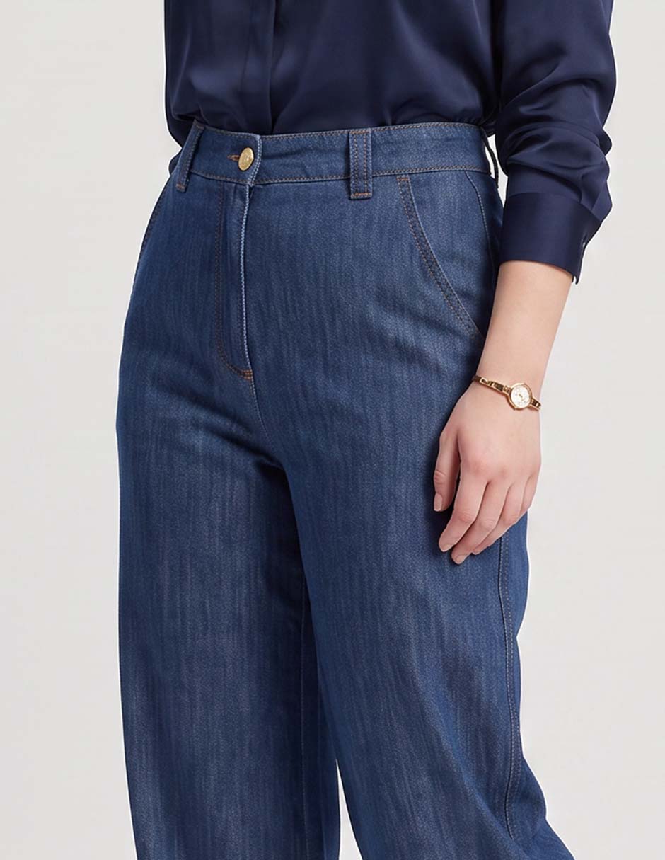 Jeans wide leg a la cintura para mujer 3