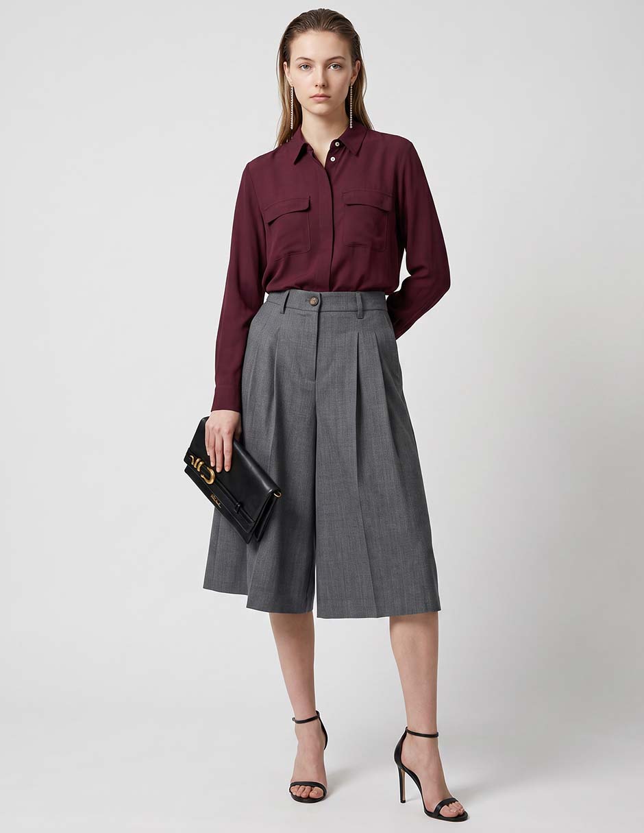 Pantalón coulotte relajado para mujer 3