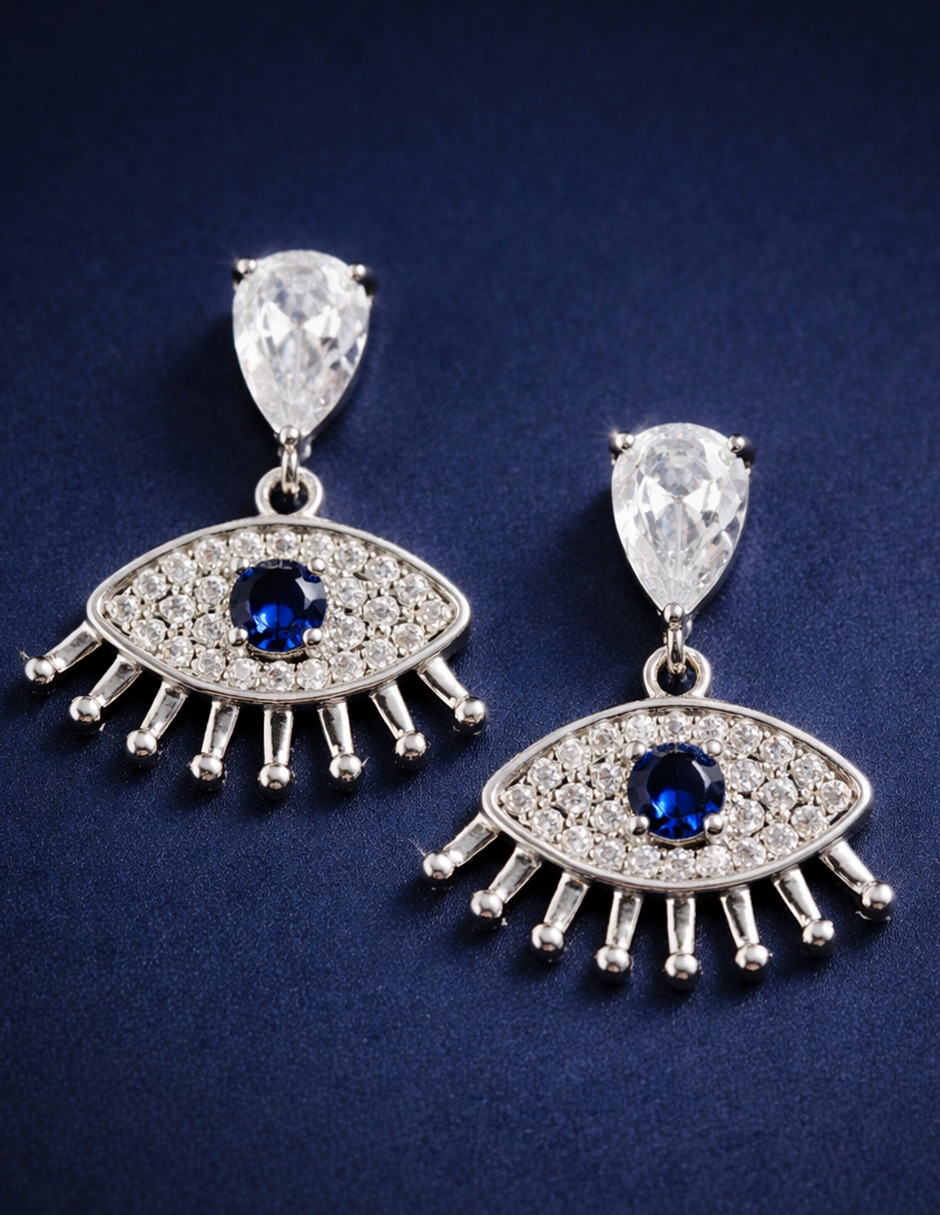 Aretes largos de ojo turco zirconia cúbica 6