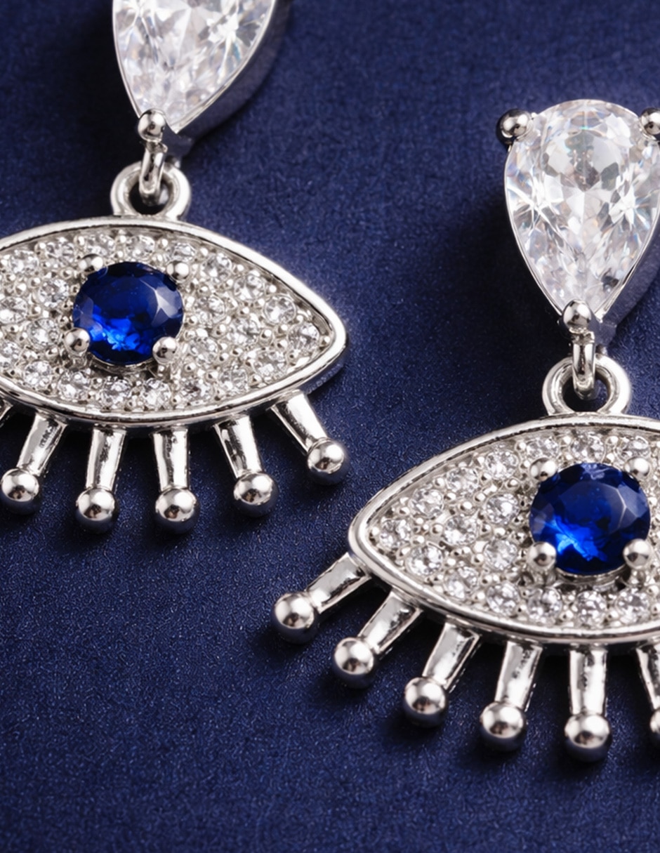Aretes largos de ojo turco zirconia cúbica 7