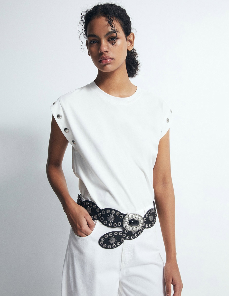 Playera manga corta cuello redondo para mujer Playera manga corta cuello redondo para mujer