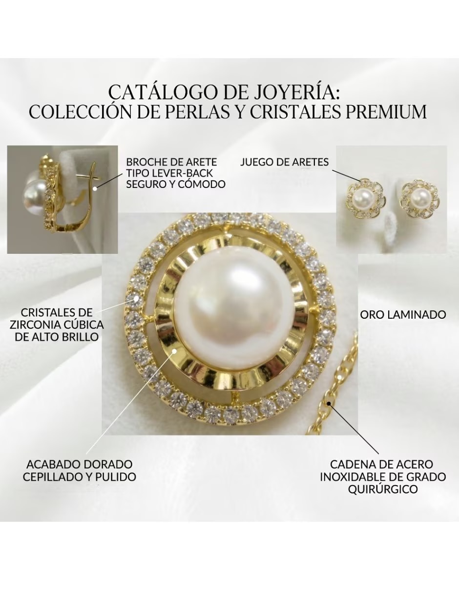 Aretes y collar de flor Cm-Top joyería para mujer de Oro laminado 14 k zirconia cúbica