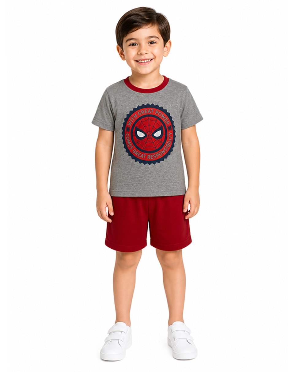 Conjunto de 2 piezas casual spiderman de algodón para niño