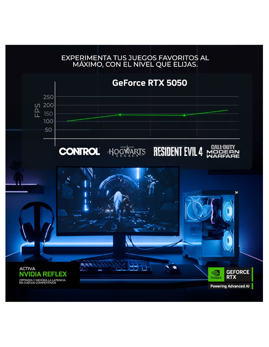 Computadora gamer XTMSIR716GB5050PPB AMD Ryzen 7 NVIDIA GeForce RTX 5050 16 GB RAM 1 TB SSD 2