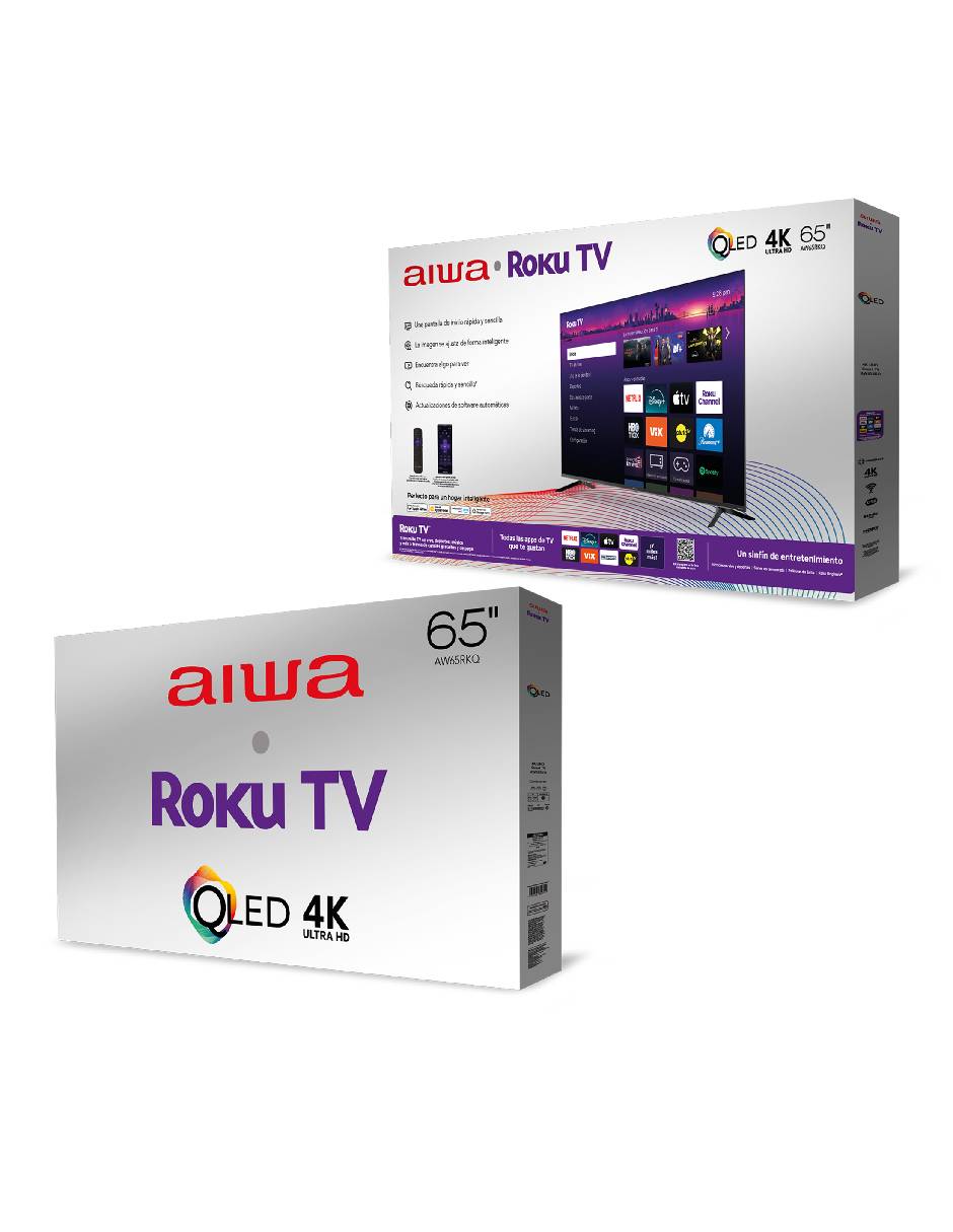 Pantalla AIWA QLED de 4K/UHD AW65RKQ con Roku TV