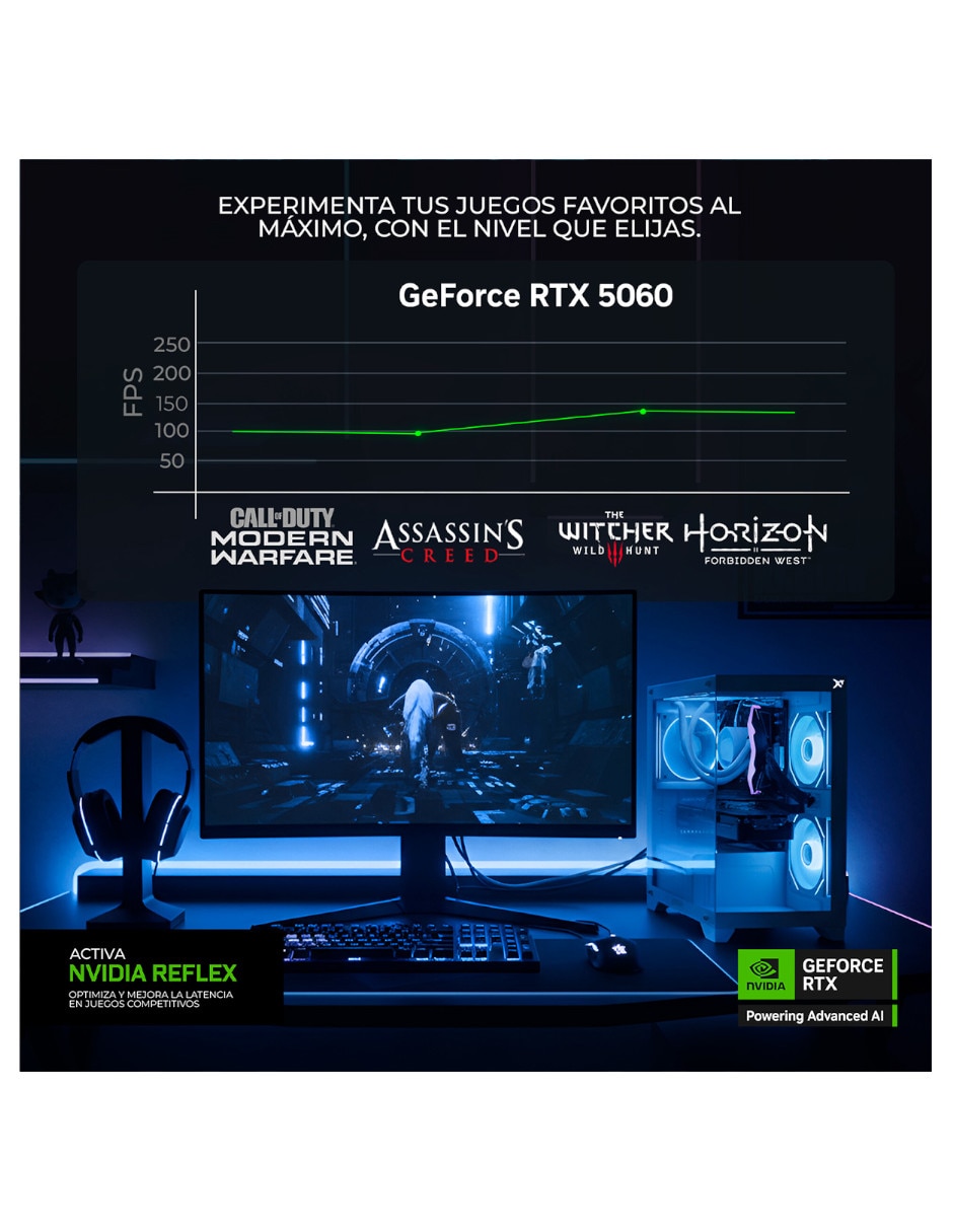 Computadora Gamer XTMSIR716GB5060MPPB 27 pulgadas Full HD AMD Ryzen 7 NVIDIA GeForce RTX 5060 16 GB RAM 1 TB SSD 2