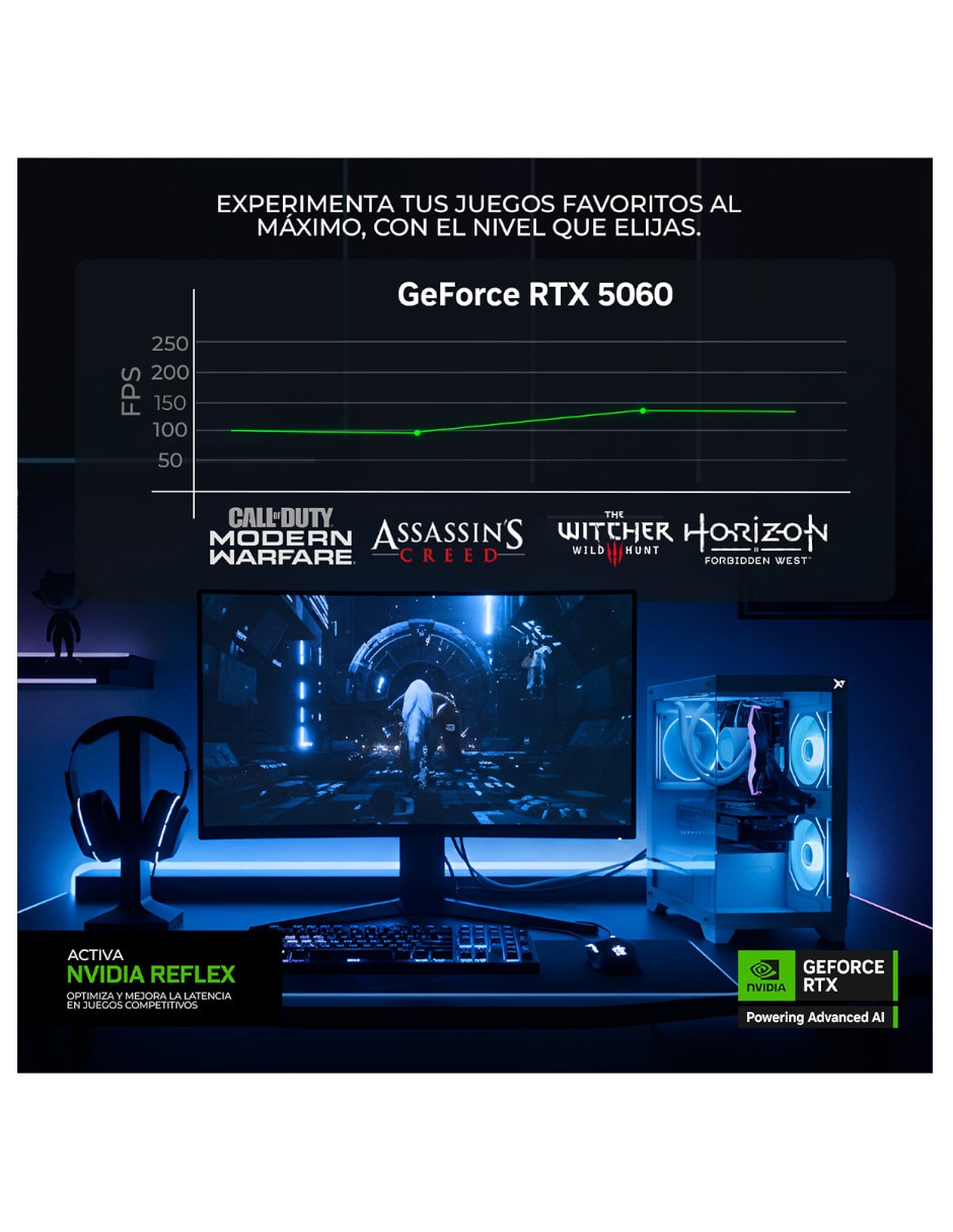 Computadora Gamer XTMSIR716GB5060PPB AMD Ryzen 7 NVIDIA GeForce RTX 5060 16 GB RAM 1 TB SSD 2
