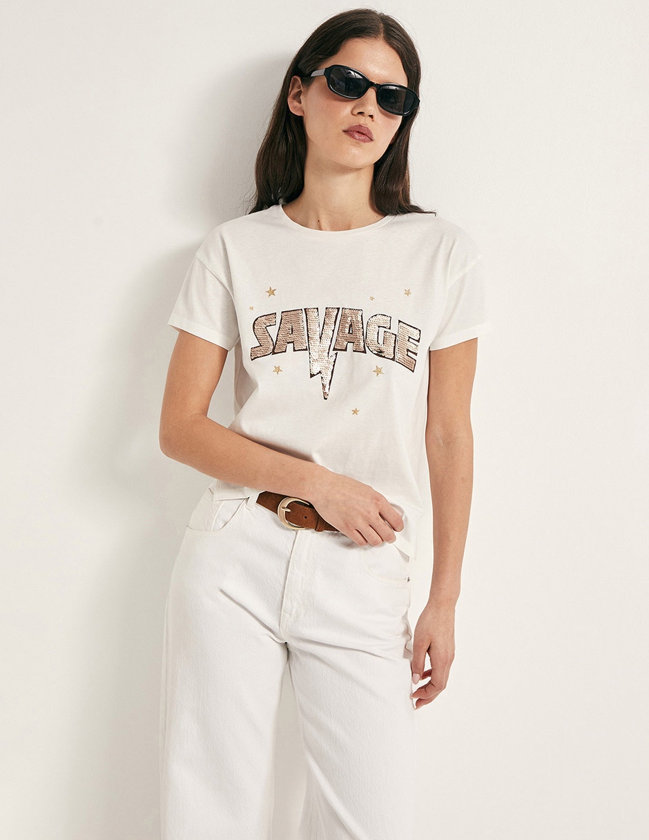 Playera manga corta cuello redondo para mujer 1