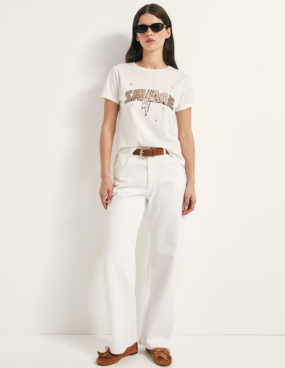 Playera manga corta cuello redondo para mujer 4