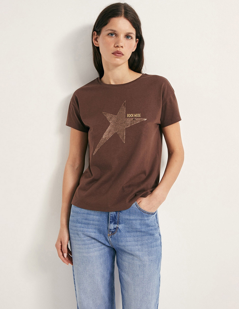 Playera manga corta cuello redondo para mujer Playera manga corta cuello redondo para mujer