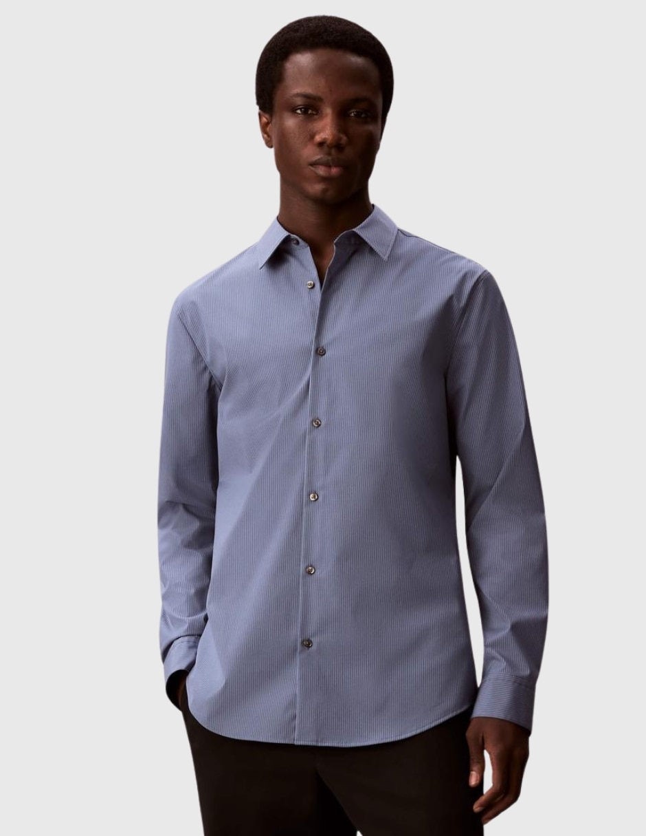 Camisa casual Calvin Klein de algodón manga larga para hombre