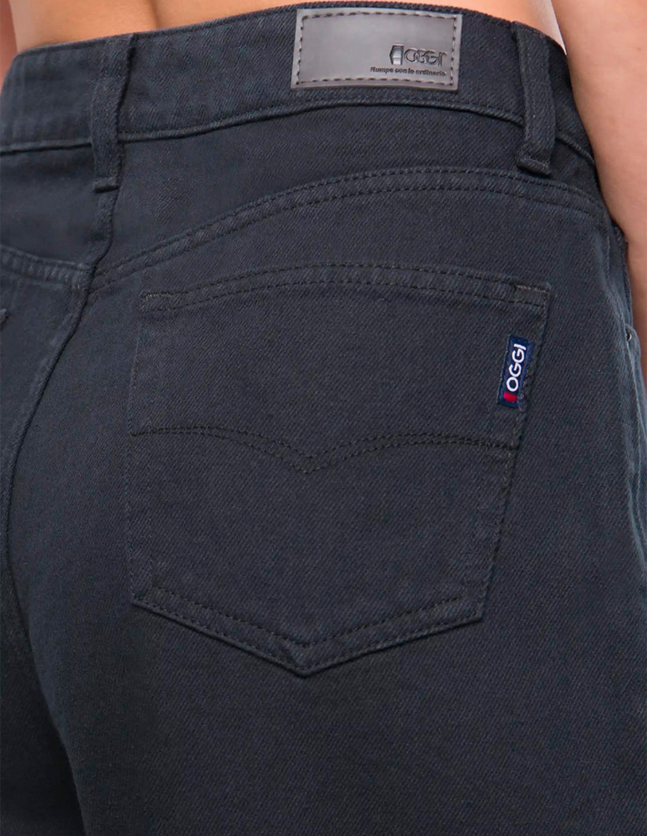 Jeans wide leg Oggi Black corte amplio para mujer