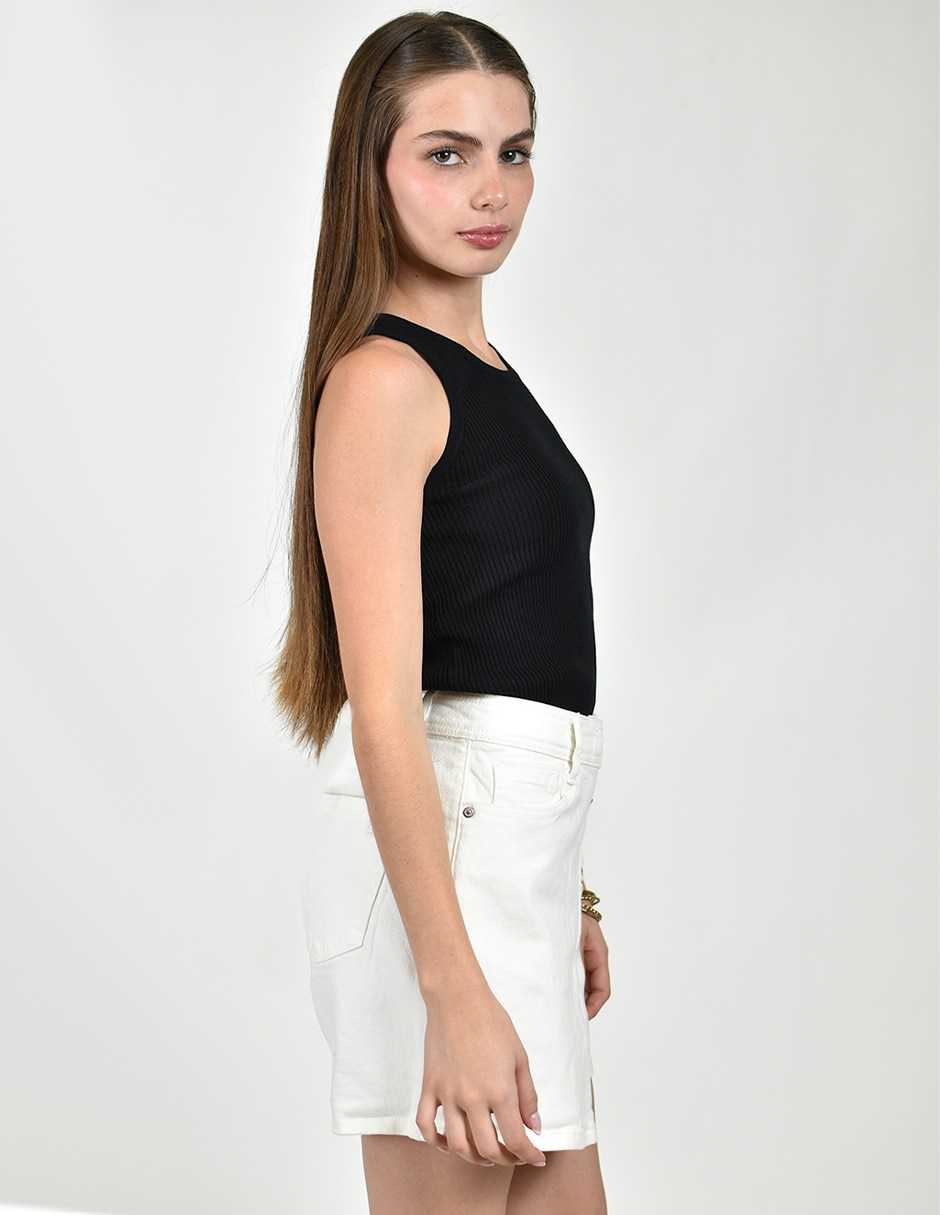 Falda short de mezclilla a la cintura 2