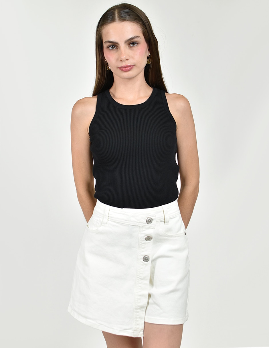 Falda short de mezclilla a la cintura 4